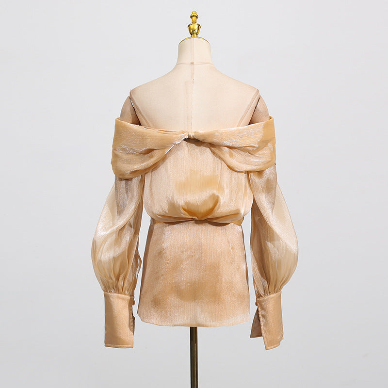 Gentle Temperament Intellectual Style Heavy Embroidery Diamond Sexy One-Shoulder Bow Short Dress