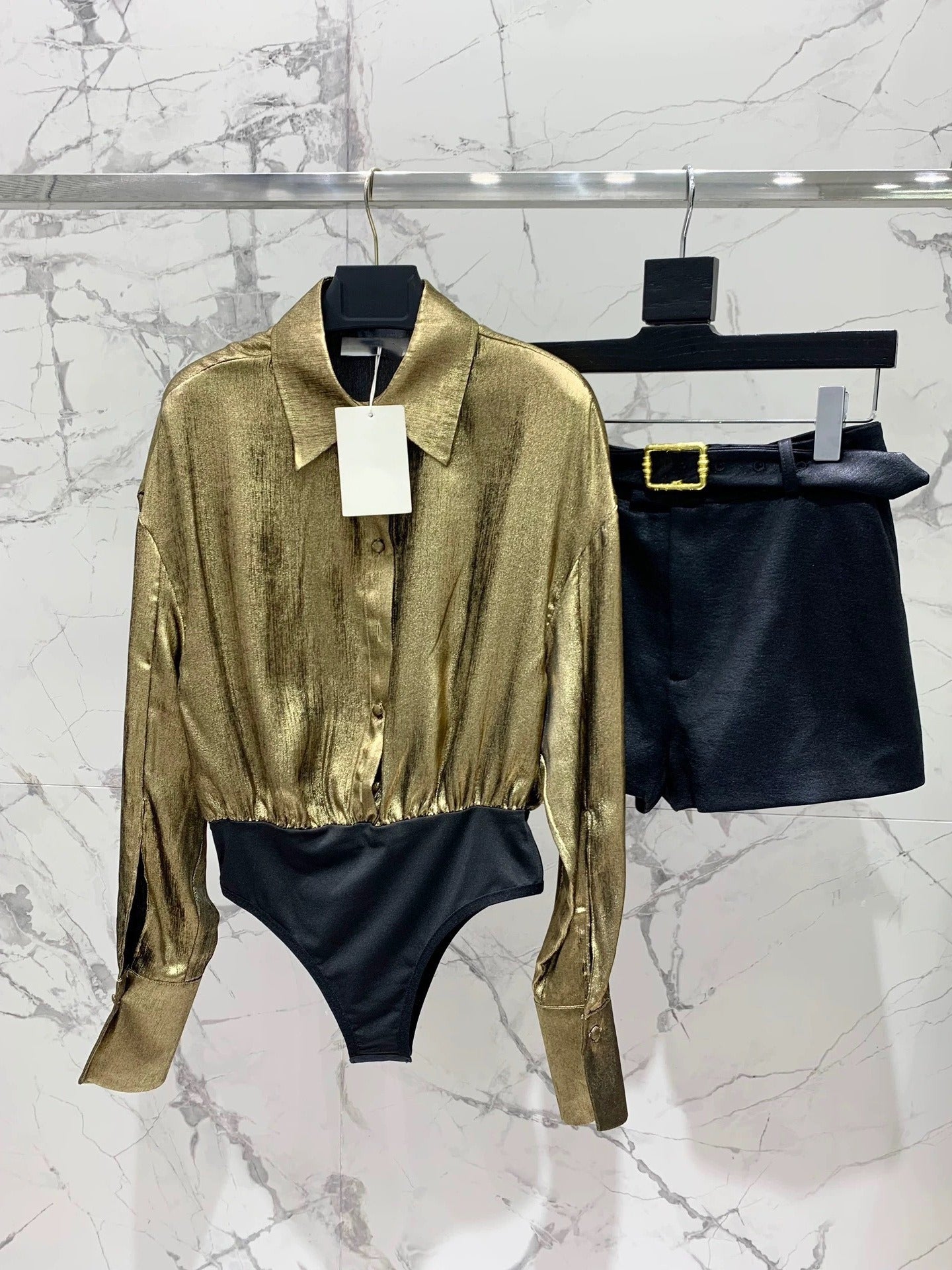 Hot stamping splicing high necked small shirt fake two shirts shirt for women